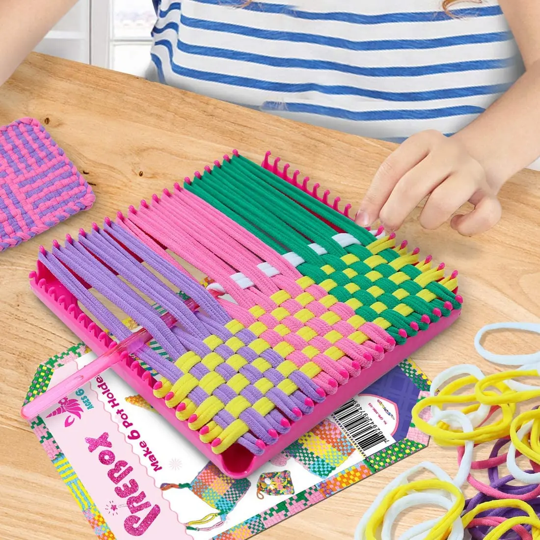 Weaving Loom Kit Toys Potholder Loops Crafts Pot Holder Loom Knitting Crocheting Swing Kits for Kids Adults Beginners Supplies