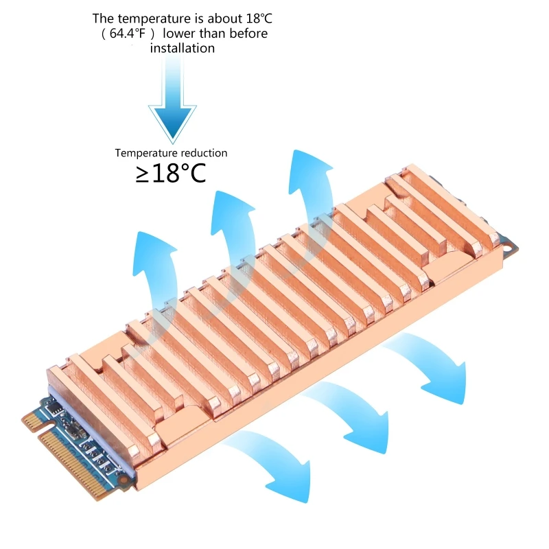SSD Heatsink M.2 NGFF Solid State Hard Drive Heatsink Ultra Thin Pure Copper Radiator M2 NVME NGFF 2280 PCIE SSD 70x23mm
