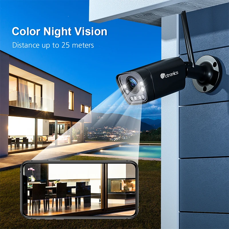 Buy ctronics Outdoor Security Camera with Color Night Vision