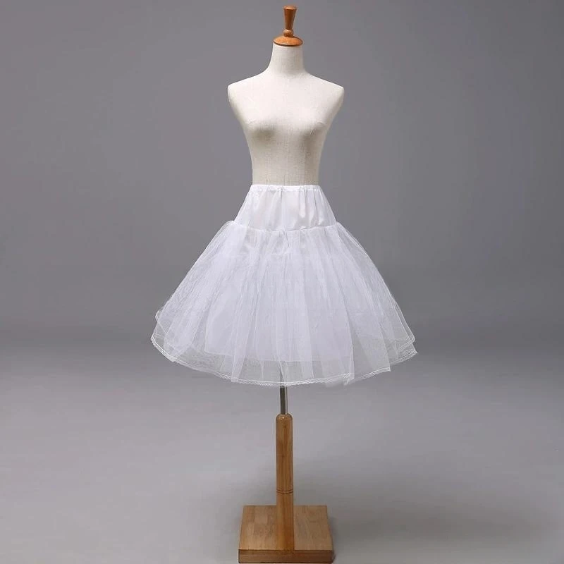 Child Kids Petticoats Hoopless Two Layer 43cm 60cm 80cm Long Little Girls' Off White lolita petticoat petticoat underskirt petticoat skirt