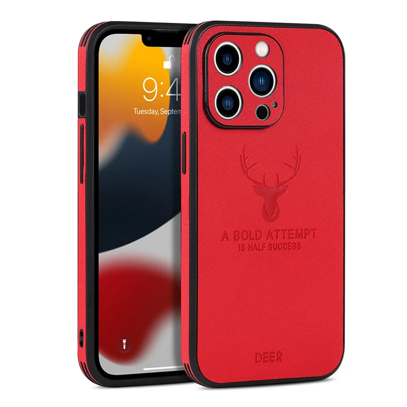 Luxury Deer Leather Texture Silicone Business Soft Shockproof Phone Case