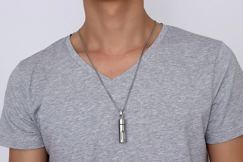 Vnox Hohl Rohr Anhänger für Männer Frauen Edelstahl Feuerbestattung Andenken Urne Halsketten Memorial Schmuck – Detail 11
