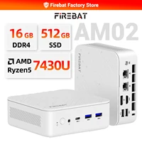 FIREBAT AM02 MINI PC AMD Ryzen 5 7430U 6C/12T MAX 4.3GHz 16GB RAM 512GB SSD WIFI6 BT5.2 Portable Windows 11 Desktop Computer