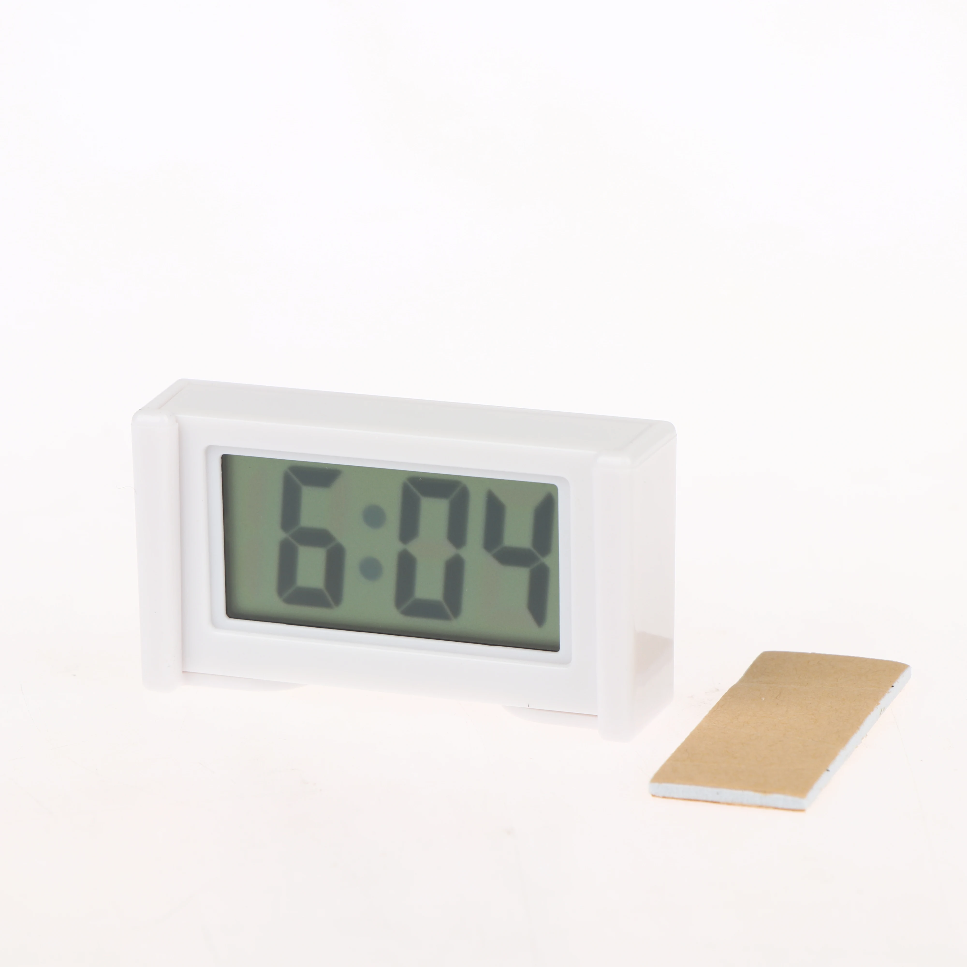 Compact Digital Dashboard Clock with Large Display and Self-Adhesive Design