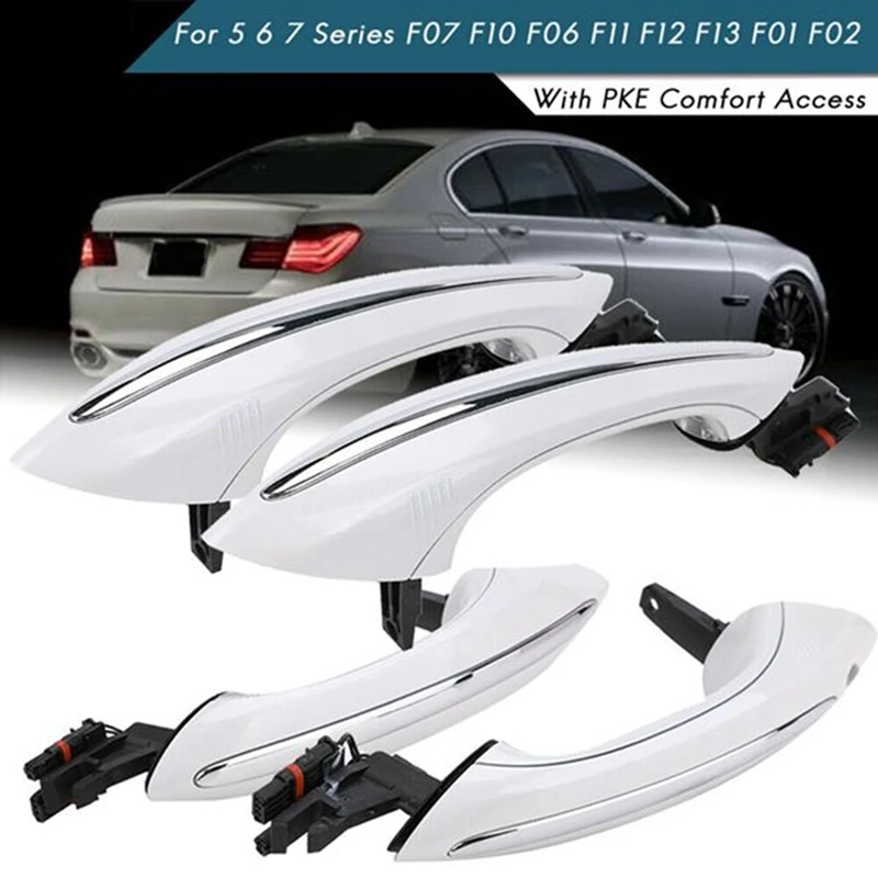 

Car Left&Right Exterior Comfort Access Door Handle For BMW 5 Series F18 GT F07 7 Series F02 White