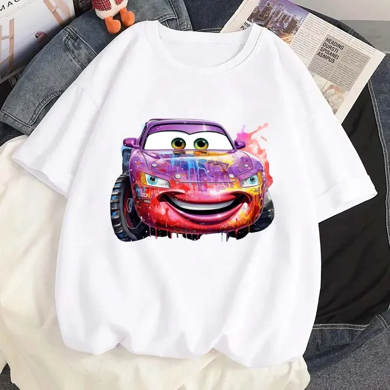 Abbigliamento Donna Maglietta Cute Cartoon Cars Lightning Mcqueen T-Shirt Grafica Estate Maniche Corte Tee Casual Streetwear Y2K Top