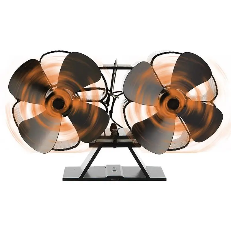 

8 Blade Stove Fan Dual Head Heat Powered Wood Stove Fan Mini Fireplace Fan Stove Top Fans For Wood Burner Burning And Log Burner