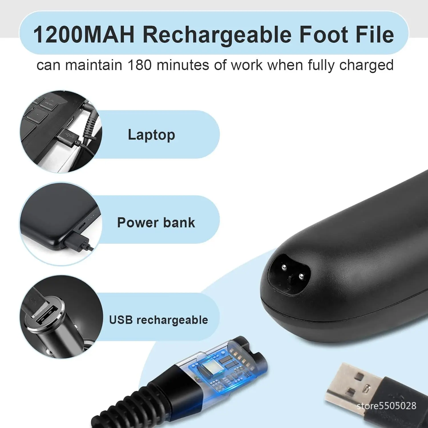 Electric Foot File Grinder Callus Remover Professional Pedicure Machine Tools Rechargeable Foot Heel Polisher Dead Skin Scrubber 5