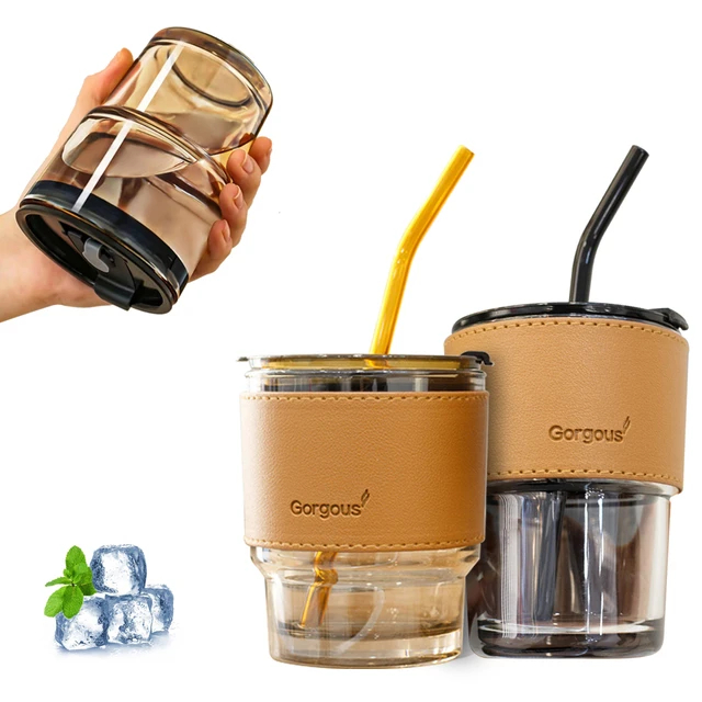 Transparent Glass Coffee Cups  Glass Glass Lid Straw Handle - 400ml Mug  Handle - Aliexpress