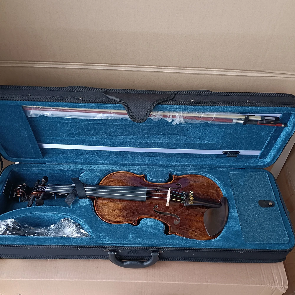 初心者用バイオリン 演奏に適した付属品付きのメープル材弦楽器で作