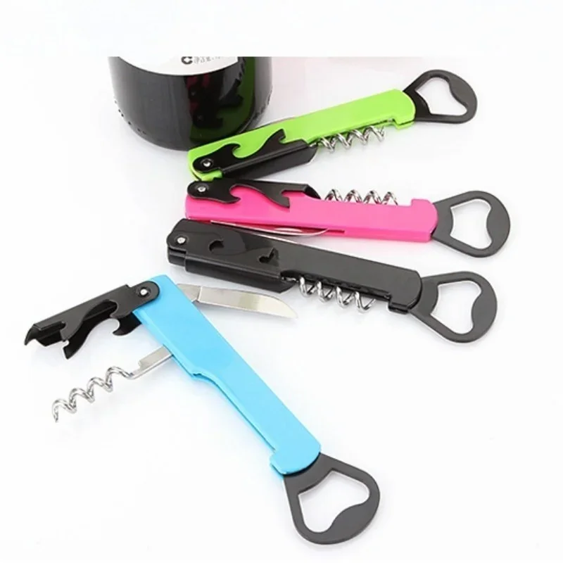 1Pcs Steel Metal With Plastic Handle Home Party Multifunctional Wine Opener Beer Bottle Cap Opener Corkscrew Corkscrew Stainless