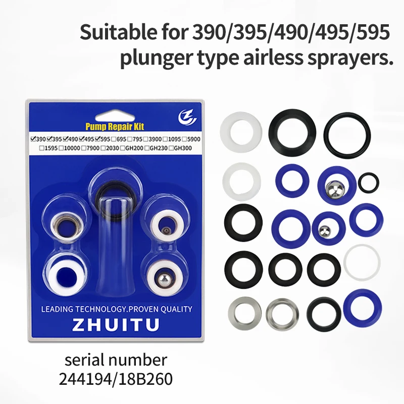 

Aftermarket 244194 Pump Repair Packing Kit for Airless Paint Spray 390 395 490 495 595