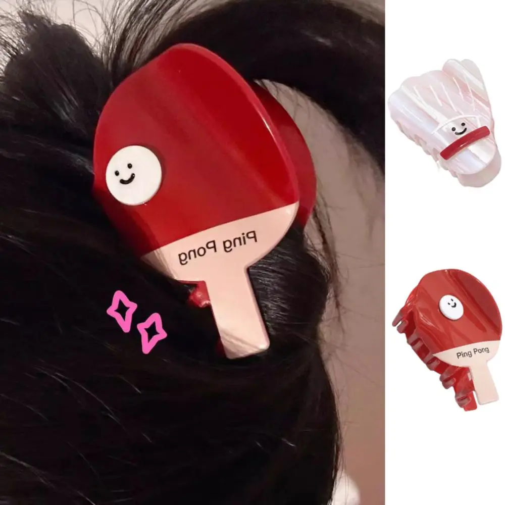 Cute Sweet Table Tennis Racket Hairpin Small Fairy Hair Claw Clip Non-Slip Cartoon Badminton Hairpin Women Decoration