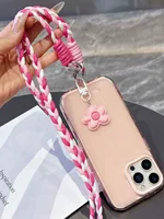 Candy Five-Petal Flower Phone Crossbody Lanyard Dopamine Style Short Phone Case Lanyard Hand-Woven Anti-Lost Phone Chain Pendant 4