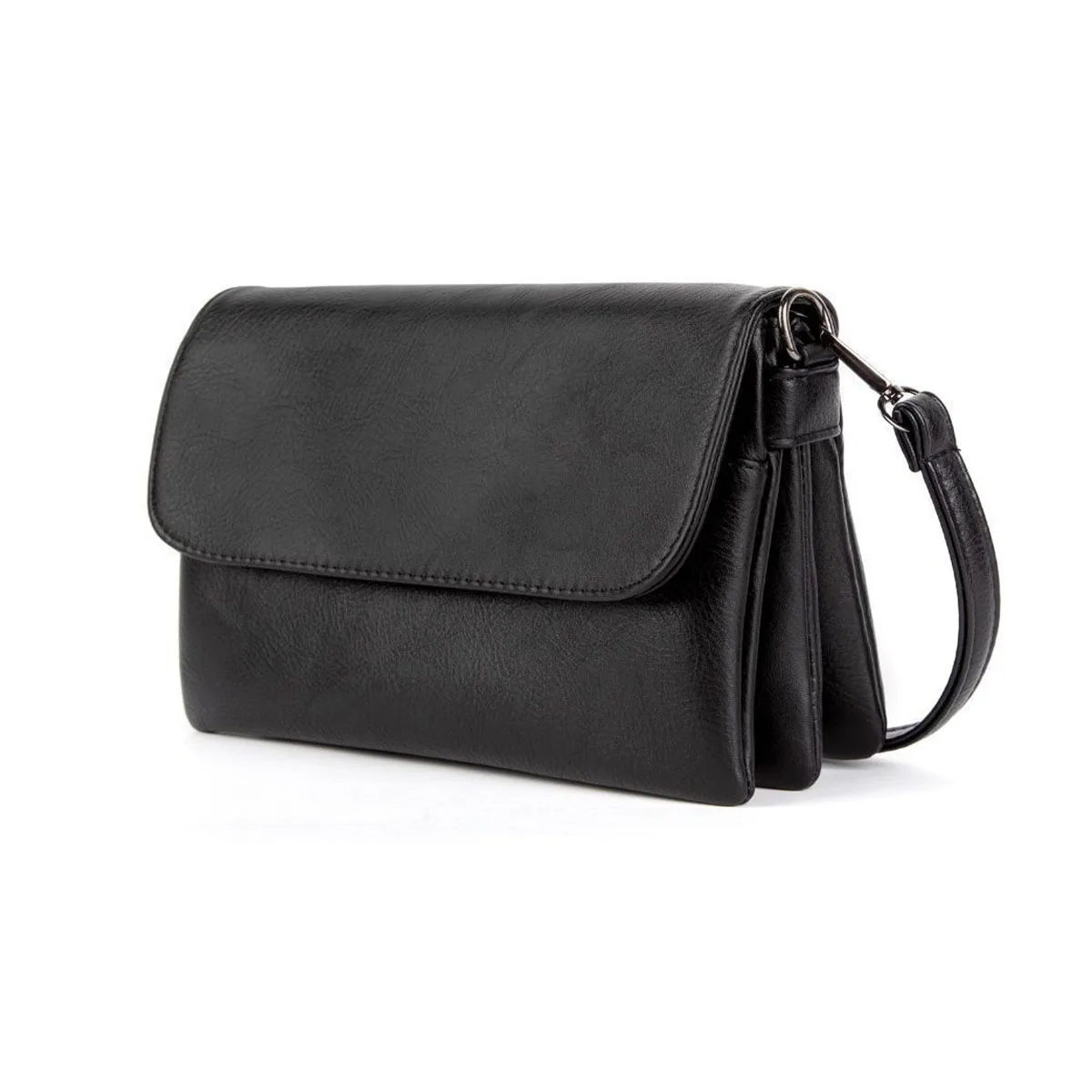 New Fashion Three Layer Crossbody Shoulder Bag Carrying Bag Solid Color Women PU Leather Underarm Bag
