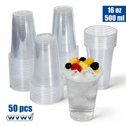 50 Clear 16 Oz Beverage Cups - Ideal for Hot and Cold Drinks, Perfect for Celebrations and Events (50 pieces)