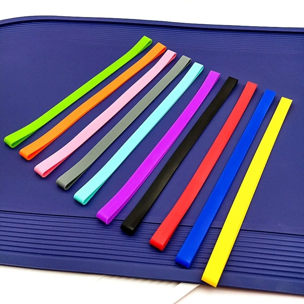 6/12 Stück Gummibänder in zufälligen Farben, bunte, wiederverwendbare elastische Gummibänder, dehnbare Silikon-Taschenwickel – Detail 7