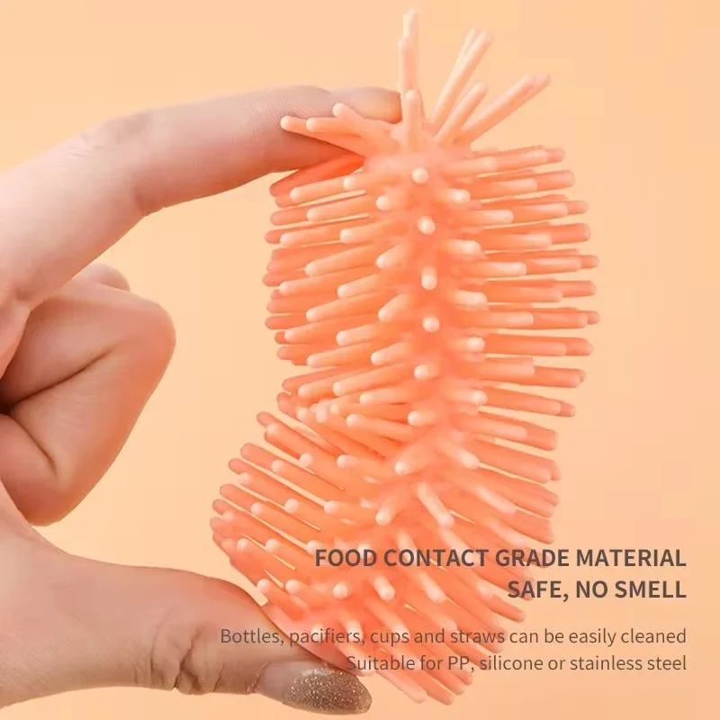 Silicone Bottle Brush for Babies 4Pcs 3 Color Long Handle Cleaning Brush Set 360 Degree Rotating Cleaning Bottle Set cleaning brush bottle cleaning brush bottle brush cleaning brush set