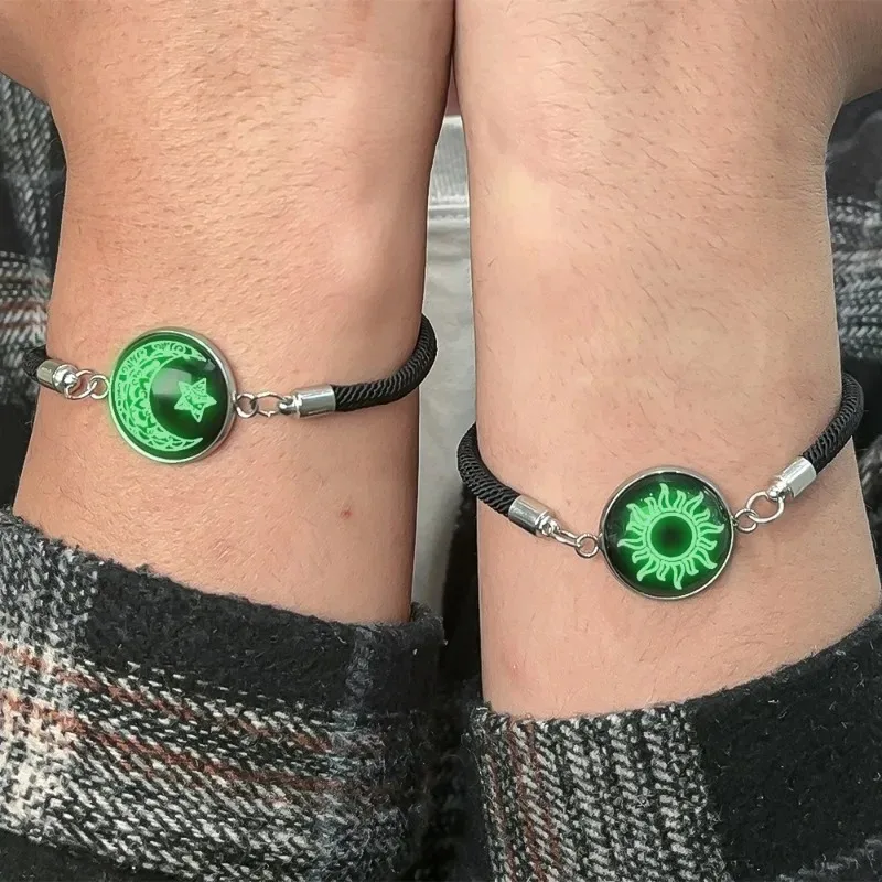 Bracciale Intrecciato Personalizzato Per Coppie Con Ciondolo Gatto In Pietra Di Luna – Regolabile, Artigianale