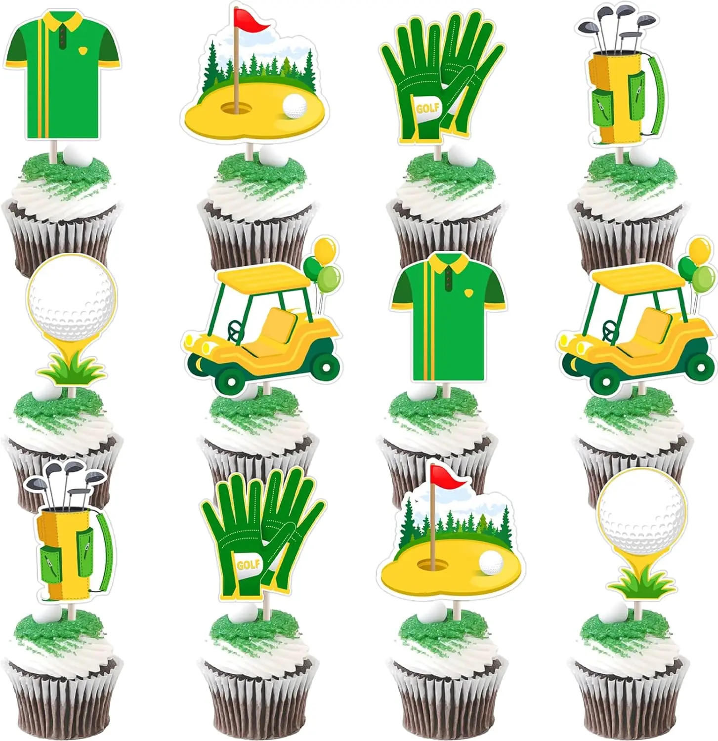 

24pcs Golf Cupcake Toppers Birthday Party Decor Sports Theme Birthday Party Decorations Golf Theme Party Supplies