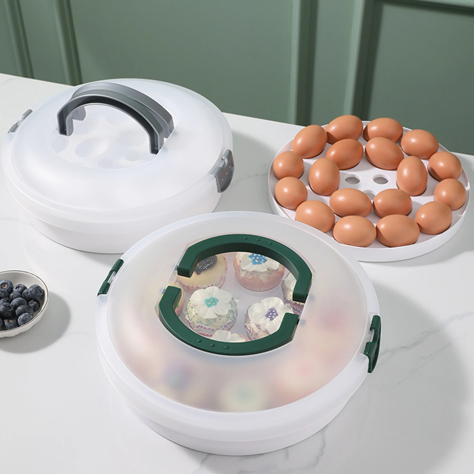 Convenient Cake Carrier Portable Buckle PP Cake Box Baking Packaging Box with Handle Handy Cupcake Holder Tray Cake Packaging 3