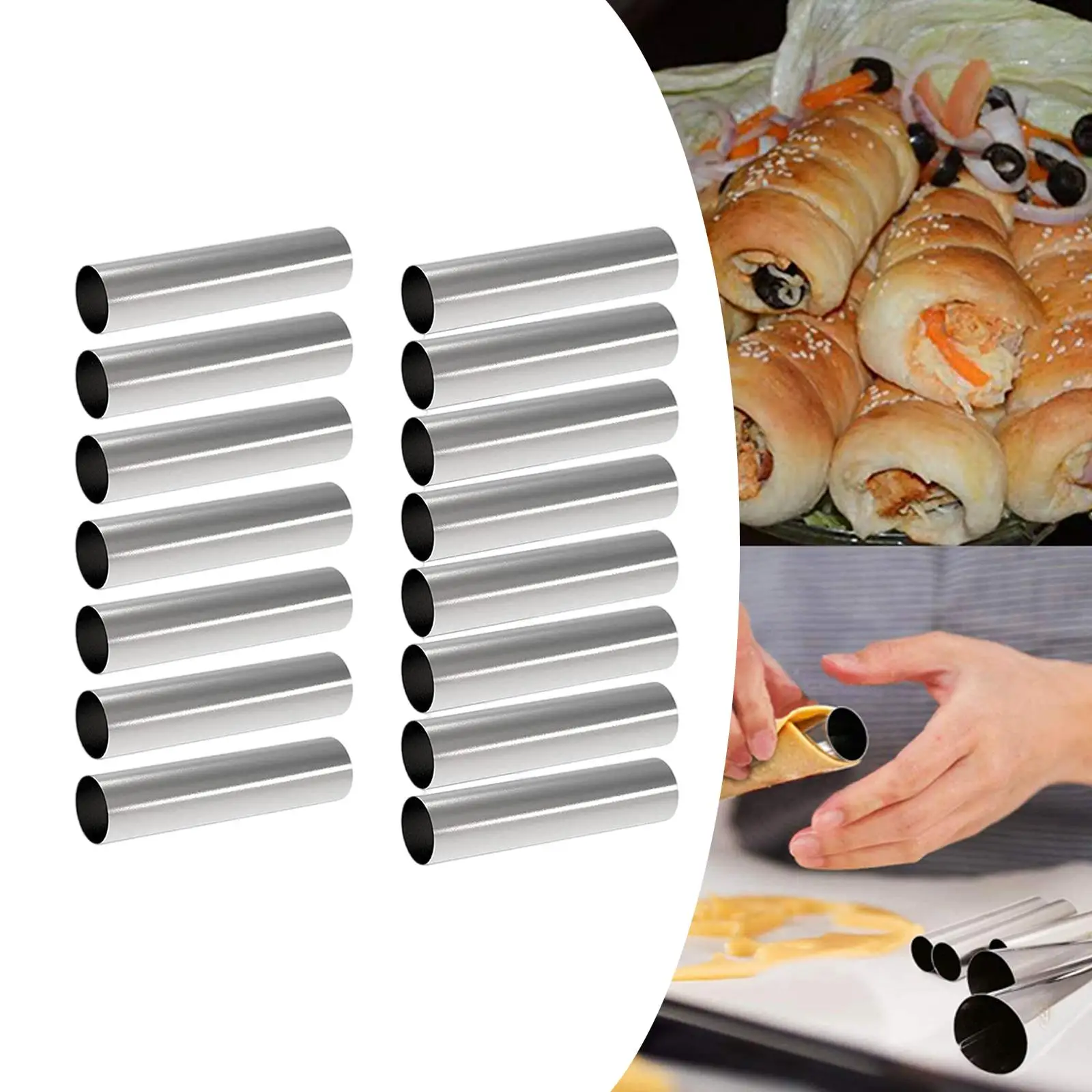 Anyasen cannoli stampi set 21 pezzi Cannoli Tubi Cono Rullo stampi di Acciaio Inossidabile con pennello per la pulizia Stampi per Spirale Croissant Stampi Pasticceria Crema Horn Torta Pane Mold