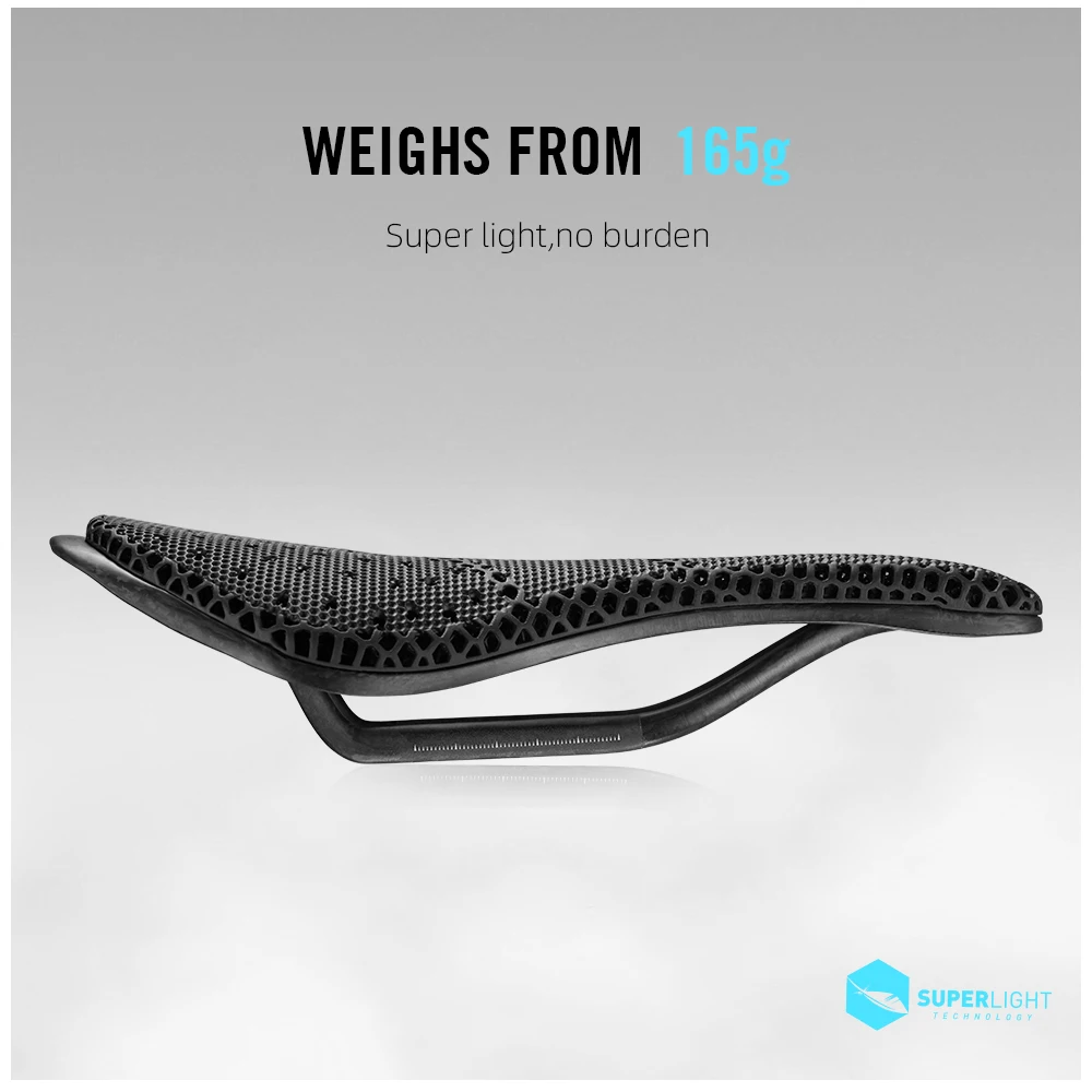 Bicycle Saddle RYET 3D Printed Bike Saddle Carbon Fiber Ultralight Hollow Comfortable Breathable MTB