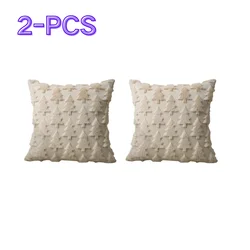 Festive Plush Christmas Decorative Pillow Cover for Sofa and Living Room Decor, Holiday Photo Props (White - 2PCS)