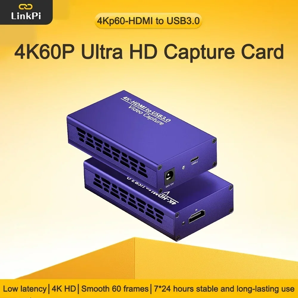 Link Pi Ultra HD 4KP60-HDMI to USB 3.0 비디오 캡처 카드 H.264, H.265 인코딩 라이브 방송 전용 카메라 PS5 게임 콘솔