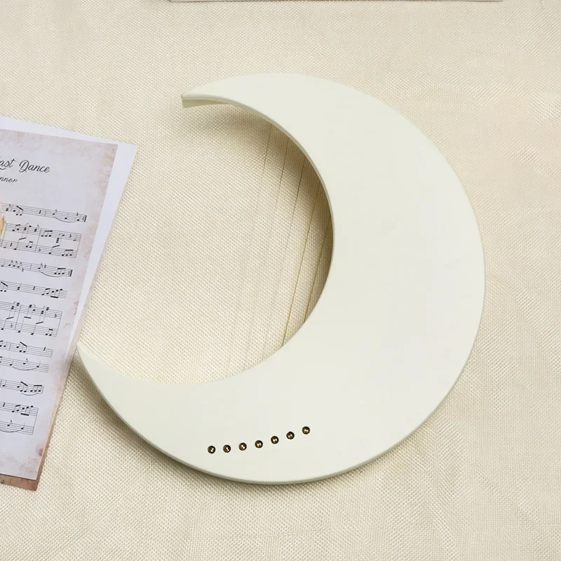 Crescent Moon Lyre Harp 7 Strings Portable Lyra Harp Piano Mini Stringed Musical Instrument Instructions Tuning Wrench