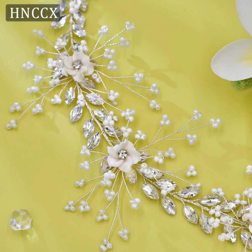 Fashion Rhinestone Bridal Headpiece Bling Gemstone Pearl Hair Accessories Beaded Headband Bride Wedding Headwear CP602