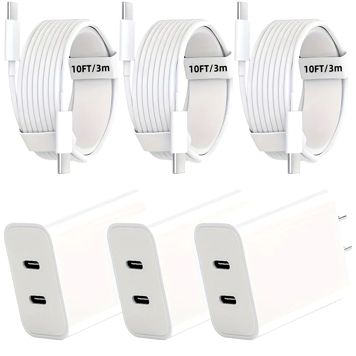 20W Dual Port USB C Charger With 10FT USB C Fast Charging Cable For IPhone 16 15 Pro Max/15 Pro/15 Plus Fast Charging