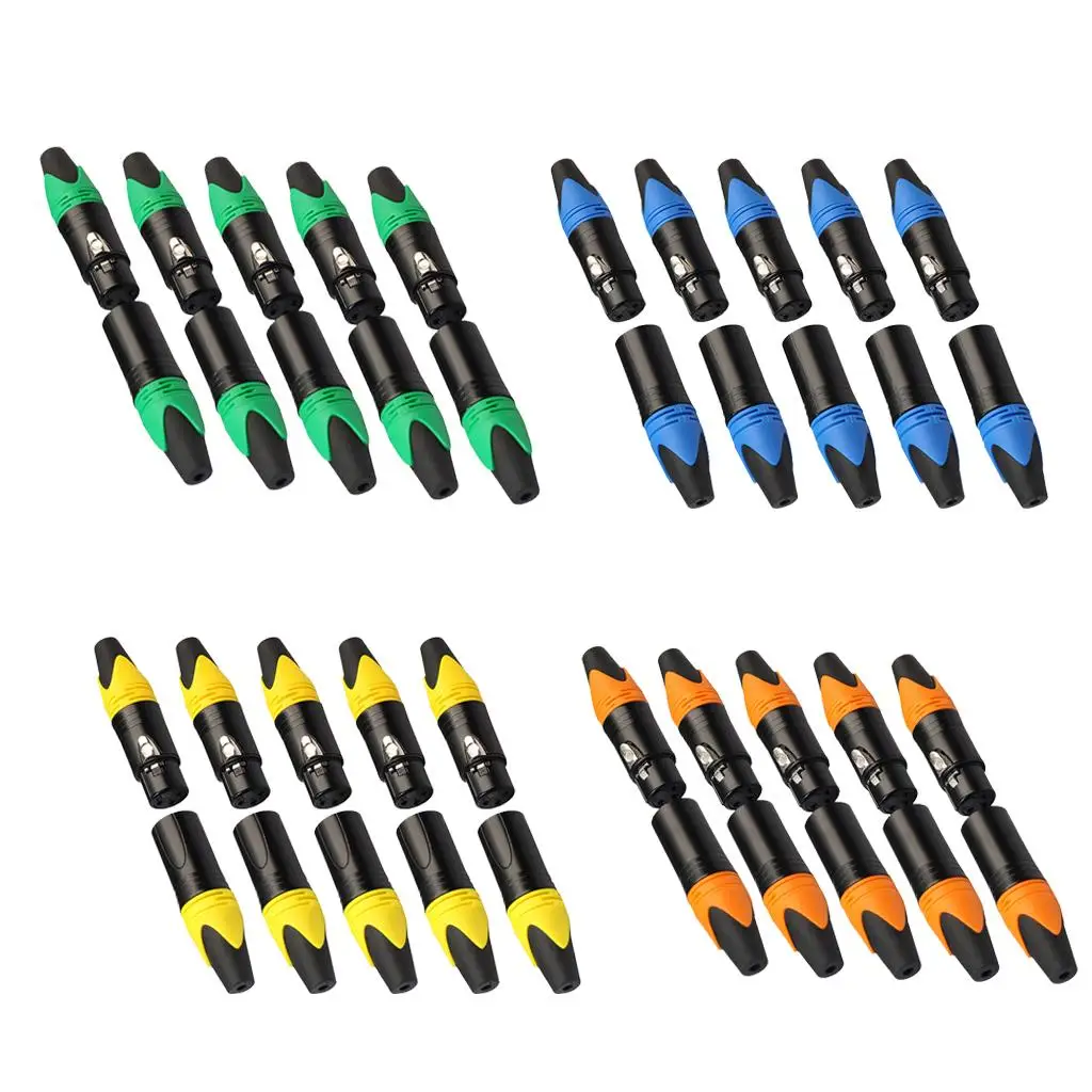 

5 Pairs 3 Pin XLR Connector Male and Female Microphone Audio Cable Adapter