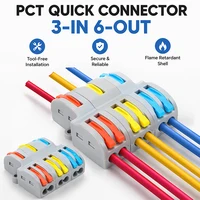 FD-36 PCT 3 in 6 Out 2-Position Push-in Electrical Wire Connector Mini Fast Wiring Cable Splitter Durable Home Terminal Block 1