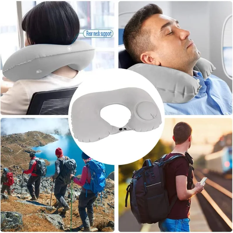 1pc Travel Pillows Airplanes Inflatable Super Light Portable Neck Pillow U-Shape Automatic Inflatable Cervical Vertebr Pillow Kitchen