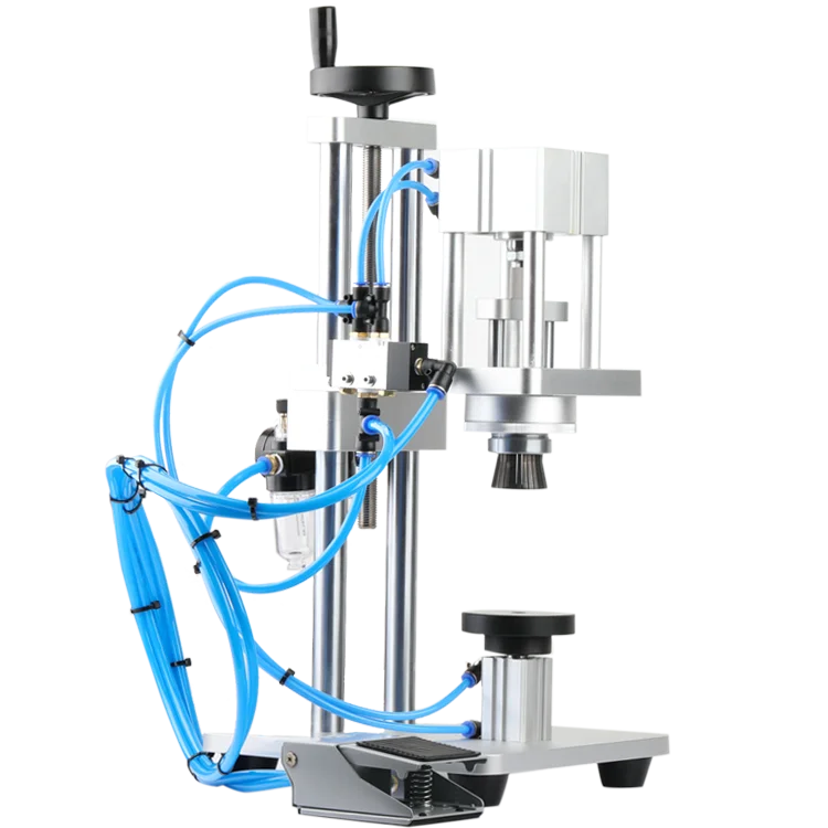 

Glass vials making automatic manual single head aluminum sealing perfume bottle crimper 20 mm tabletop vial capping machine