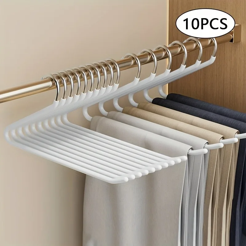 Z-shaped Pants Hanger 10pcs Heavy Duty Metal Space-saving Clothes Hanger for Home Storage & Store Display