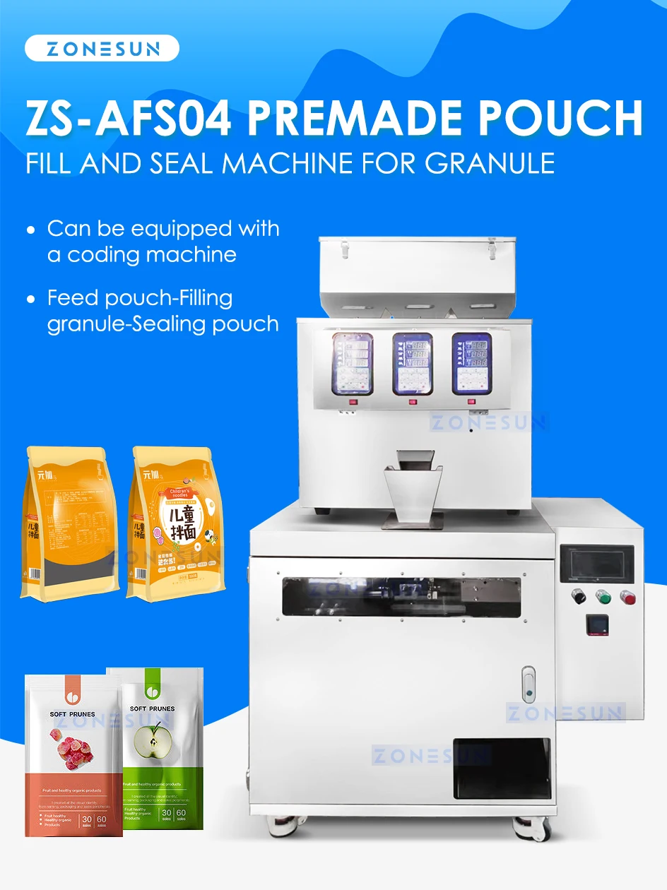 ZONESUN ZS-AFS04 Automatic Premade Pouch Granule Filling Sealing Machine