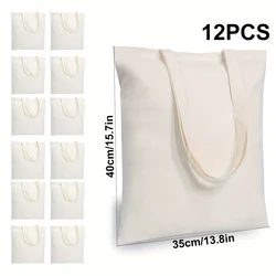 Economical Cotton Tote Bags - Lightweight, Reusable, Medium - Sized Shopping Cloth Bags for DIY and More (Pack of 4, 6, 8, or 12) (12pcs)