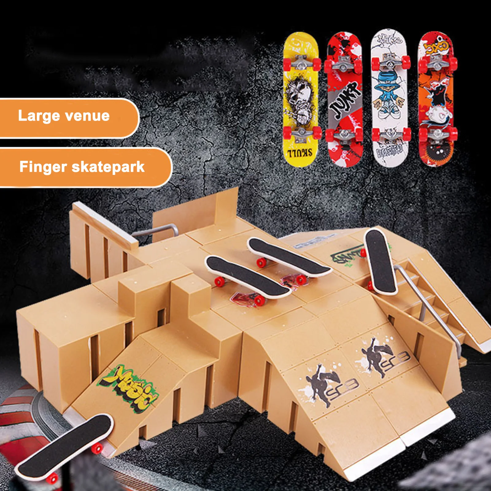 Mini Finger Skateboard Skate Park Set Kids Skate Ramp Track Educational Toys for Technical Practice Kids Toys alloy mini finger skateboarding fingerboard toys finger scooter skate boarding classic chic game boys desk toys