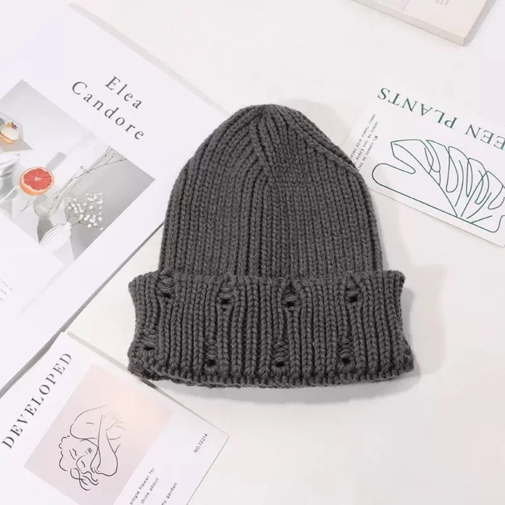 Neue einfarbige Strickmütze, winddicht, warm halten, Gehörschutz, Mütze, kältebeständig, Pullover, Wintermütze – Detail 8