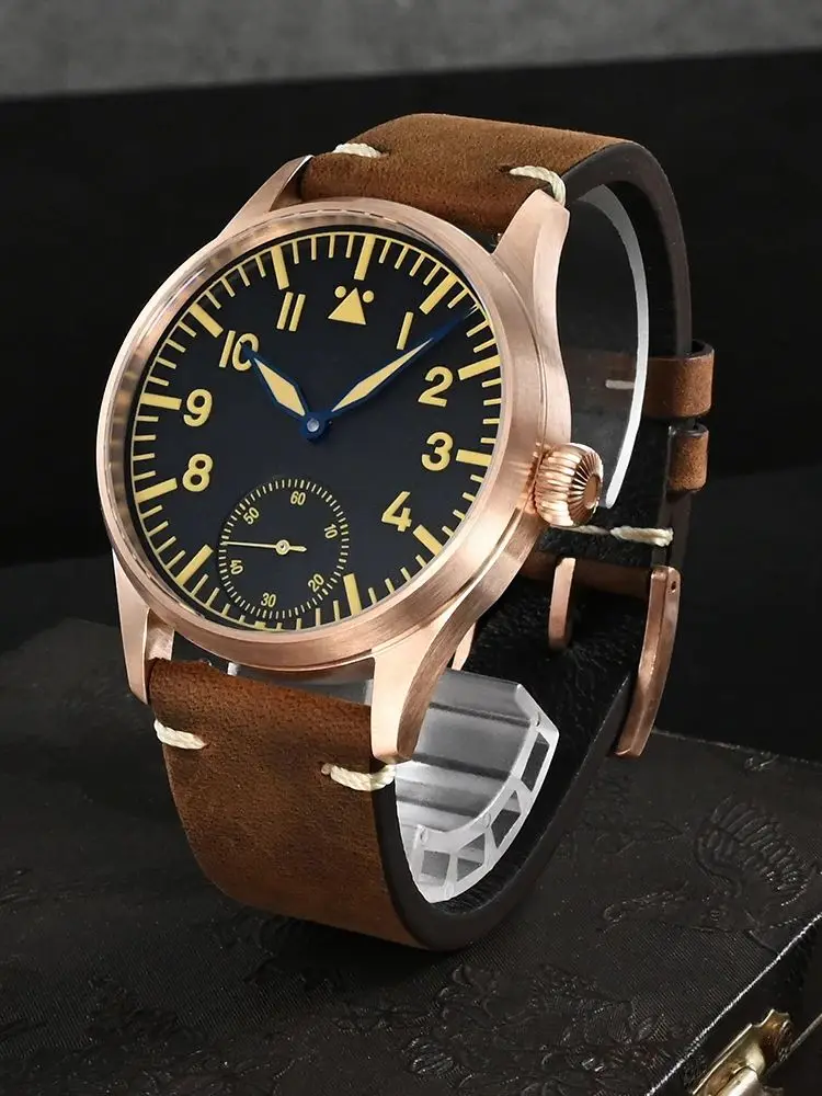 San Martin 41mm Classic NH35 ST3621 Cusn8 Bronze Pilot Watch Mechanical Waterproof 10Bar C3 Lume Simple Men Reloj Hombre SN0117G
