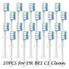 20/50PCS for Replacement DR BEI C1 Sensitive Clean Whitening Brush Soft DuPont Bristle Sonic Electric Toothbrush Brush Nozzles 1