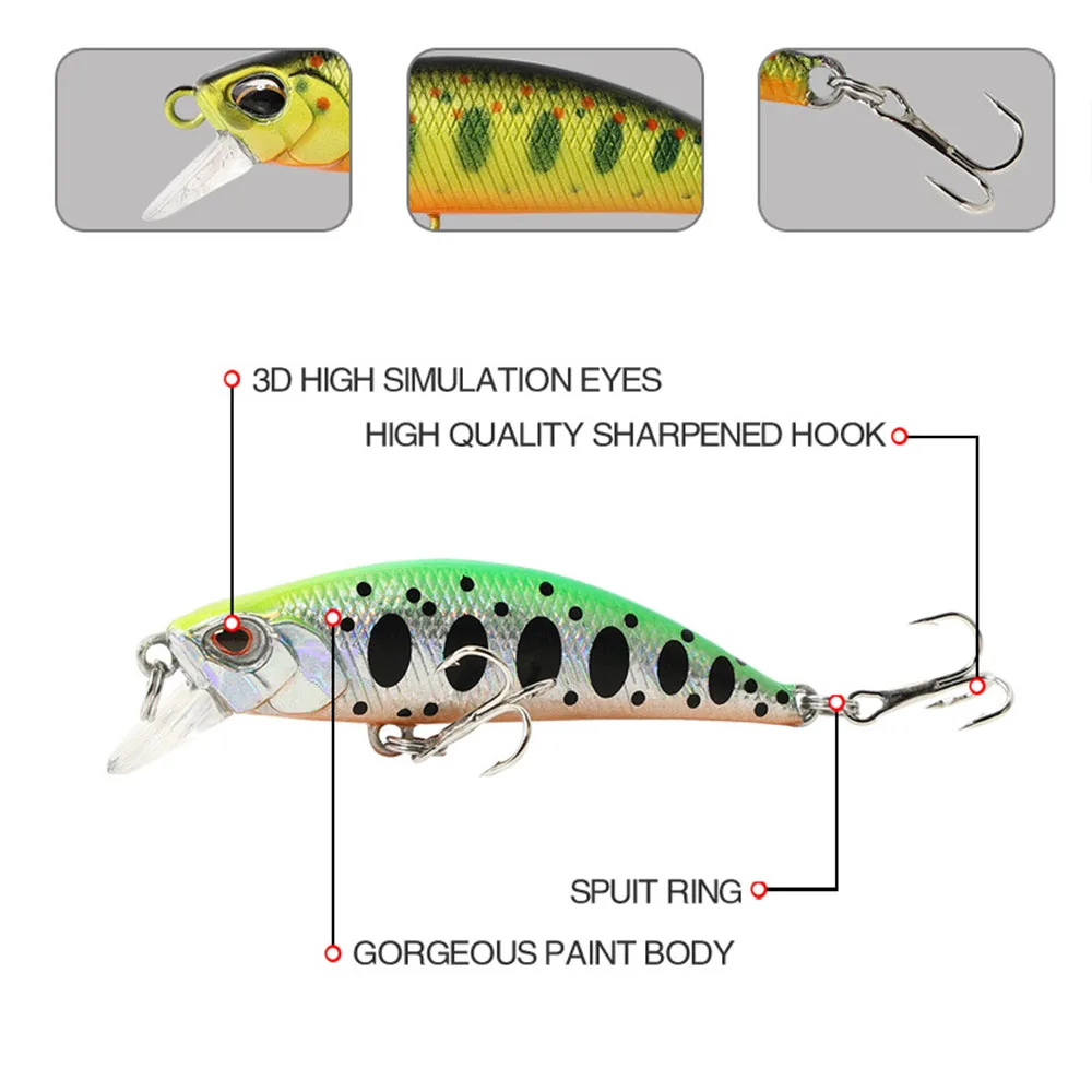 Mini Sinking Minnow Wobblers Fishing Lures 5.5cm 5g Trout Artificial  plastic Hard Bait Jerkbait Crankbait Bass Fishing Tackle