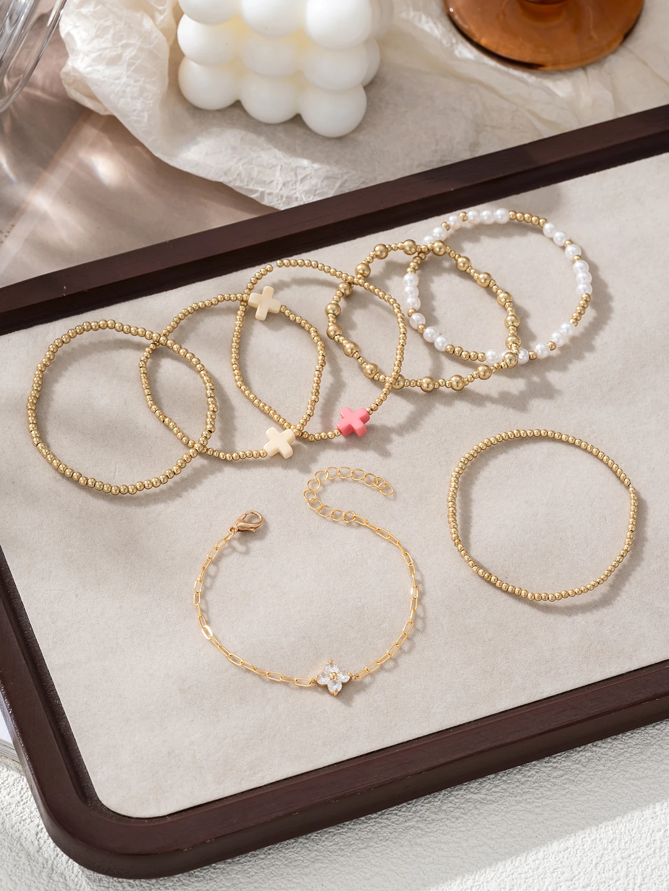 Handmade 7pcs Cross Bracelet Set Music Festival Jewelry