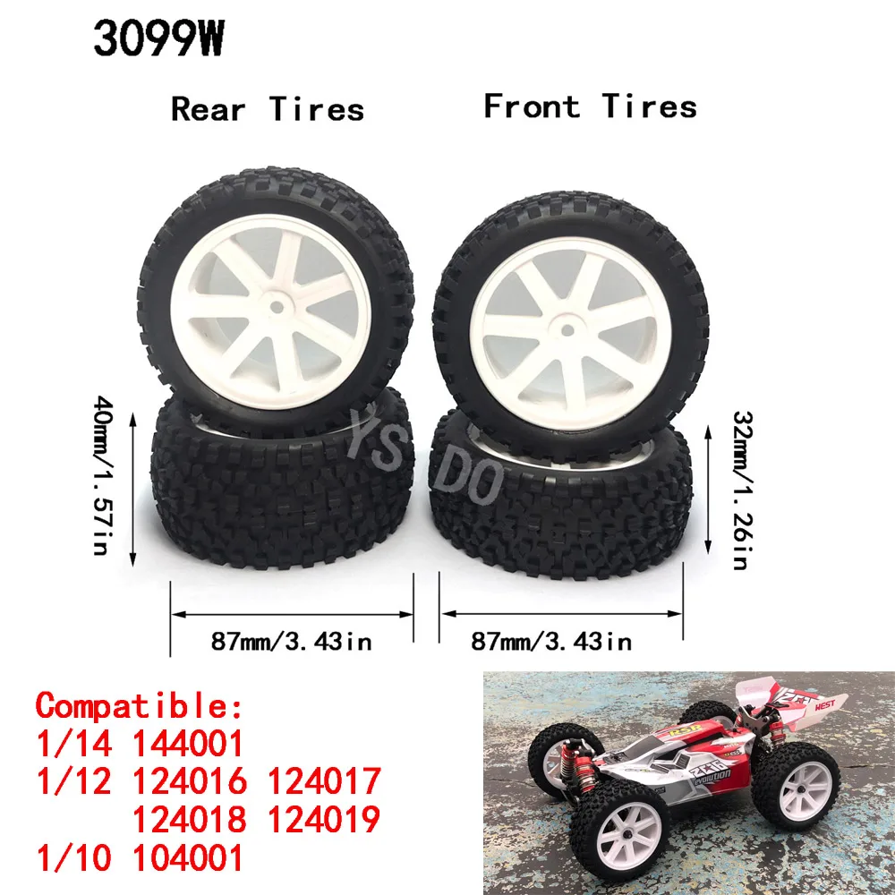 Upgrade Original Wltoys XK 144001 144010 124018 124019 124017 124016 Vorder- und Hinterreifen 12 HEX für 1/12 1/14 1/16 RC Offroad-Auto – Detail 11