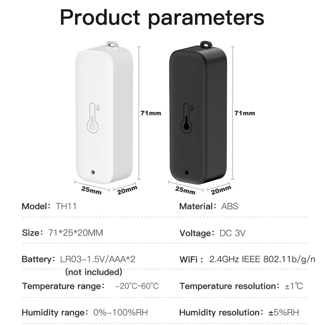 Tuya WiFi Temperature Humidity Sensor IP65 Waterproof Smart Thermometer Remote Control APP Work with Google Assistant Alexa 6