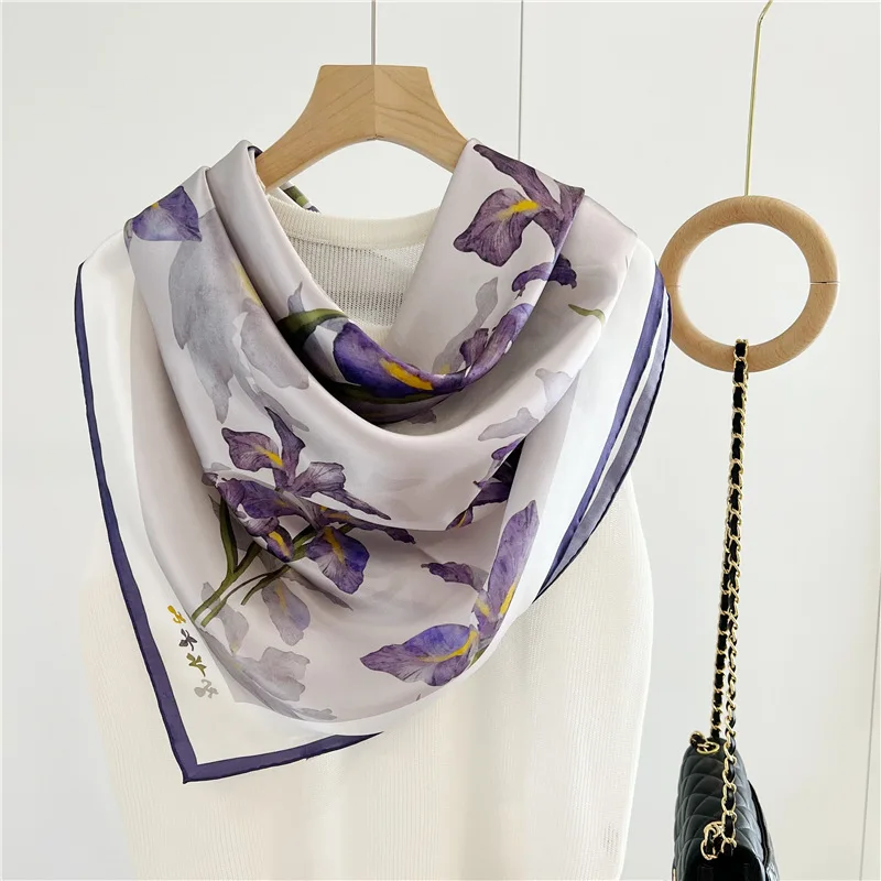 

100% Natural Real Silk Scarf Korean Large Square Mulberry Shawl Women Wrap Neckerchief Female Bandana Headband Foulard Scarves