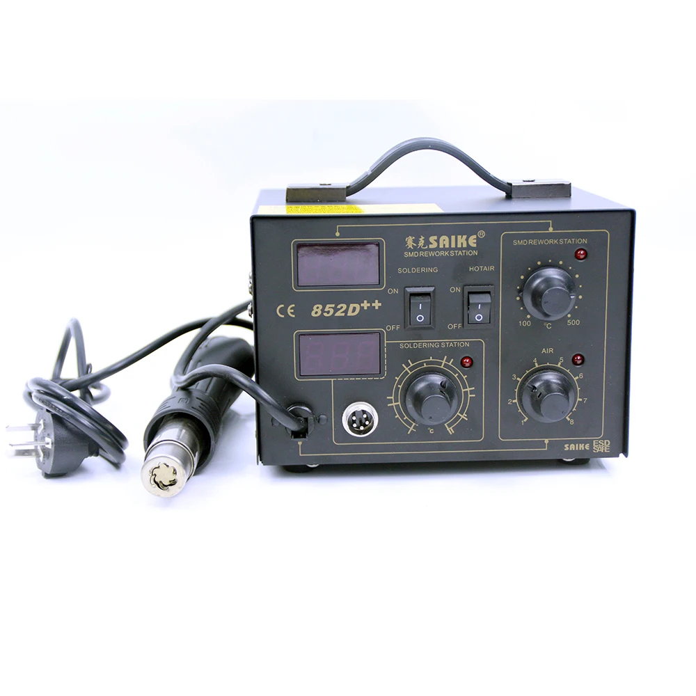 Rework Station Soldering Iron Desoldering Station SAIKE 852D++ Electric Soldering Iron 2in1