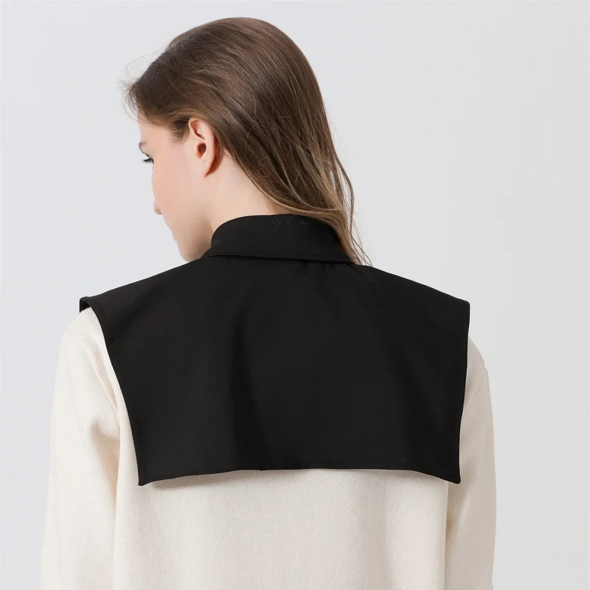 Gefälschtes Hemd, Spitzenkragen, abnehmbares halbes Hemd, flach, Dickey, großes, gepunktetes langes Revers, Schal, Damen, falsches Kit, Faux-Tops, dreieckiger Kragen – Detail 8